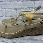 Michael Kors Laney Metallic Lizard-Embossed Leather Espadrille Wedge Sandal 10 Photo 2