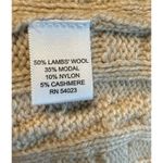 Banana Republic Cardigan Sweater Sz Med Cashmere Blend Tan Cable Knit Mock Neck Photo 5