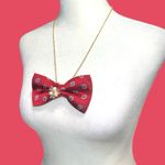 “Dainty Dapper”’Red Bow tie Pendant Necklace Red Photo 3