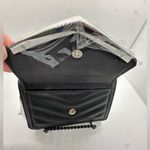 Nine West Black Quilted Trifold Wallet Silver Tone Logo New Photo 3