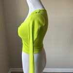 ZARA  Neon Green Knotted Front Long Sleeve Crop Top Photo 3