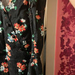 ZARA  NAVY BLUE FLORAL ASYMMETRICAL PIFF SLEEVE DRESS Photo 4