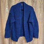 Free People High Hopes Blue Black Chunky Knit Sweater Cardigan XS Photo 0