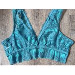 Aerie  Teal blue green Floral lace bralette bra‎ romantic sexy size L NWOT Photo 3
