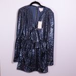 Cinq à Sept NEW Cinq A Sept Skylar Sequin Embellished Sparkle Mini Dress In Onyx Blue 6 Photo 0
