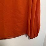 Pearl Round Neck Long Sleeve Blouse Orange Faux Button Back Photo 4