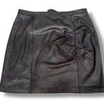 Free People NWT Faux Leather Black Mini Skirt | Ruched Front | Size M Photo 0