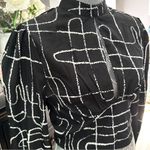 Good Soul Black White Abstract Open Back Tie Blouse High Neck size Medium Photo 8