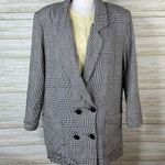 VTG vintage lightweight rayon houndstooth oversized academia classic blazer Black Size 8 Photo 0