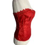 Fredericks Hollywood Dream Sweetheart Corset 32 Red Jacquard Lace Hook Closure Photo 3
