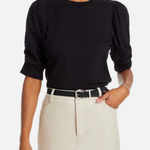 frame denim Frame Frankie Top Size M Black Organic Cotton Puff Sleeve Parisian Quiet Luxury Photo 0