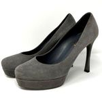 Yves Saint Laurent Grey Suede Gisele Platform Heels 37/US 7 Gray Size 6 Photo 0