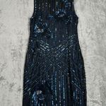 Parker Dress Womens 4 Black Blue Beaded Sequins Formal Party Black Tie Glamorous Photo 1