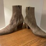 Vince  Hayek Suede Taupe/Grey Block Heel Sock Ankle Booties Boot Photo 5