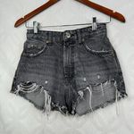 ZARA  High‎ Rise Mom Cut Off Black Washed Jeans Size 0 Photo 1