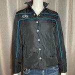 DC Women’s Black Nylon Blue Trim Button Up Jacket Photo 1