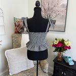 Forever 21 Black and White Smocked Peplum Tank Top Photo 3