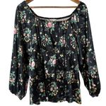 Cato  Black Floral Velvet Babydoll Top M Cottagecore Fairy Grunge Dark Feminine Photo 0