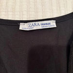 ZARA  Trafaluc Black Long sleeve Bodysuit Draped V-neck Snap Closure Size Small Photo 3