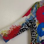 Simply Art Dolcezza Top Womens Medium Button Up Shirt Floral Artsy Boho Shell Red Photo 4