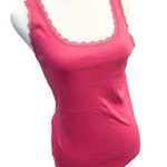 Jones New York  Y2K Fuschia Hot Pink Lace Trim 100% Cotton Tank Top Athleisure Photo 0