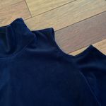 ZARA  | Knit Colder Shoulder Turtleneck Long Sleeve Velour Navy Blue Small Photo 1