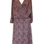 Garnet Hill  Faux Wrap Maxi Dress Brown Stretch Tencel Jersey V Neck Womens Large Photo 0