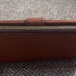 Fossil  Lainie Brown Crossgrain Leather Organizer Credit Card Flap Snap Clutch Photo 1