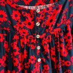 Loft red and black puff sleeve blouse with a floral or daisy print size Large Photo 3