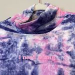 Teddy Fresh  Need a Hug Velvet Velour Mock Neck Long Sleeve Top Purple Tie Dye L Photo 3
