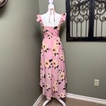 J.O.A. J.0.A. Pink floral high low overlapping maxi dress Photo 2