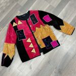 Pushpa Vintage 90s Velour Patchwork Tapestry Embroidered Jacket Medium Pink Photo 12