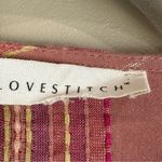 Lovestitch Allie Lurex Dusty Rose Multi Embroidered Stripe Tie Top Blouse Small Photo 1
