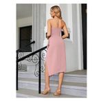 NWT Simplee Women's‎ Strapless Midi Wedding Guest Dress Wrap Ruffle Pink Medium Photo 1