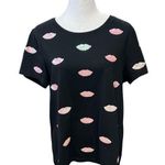 Forever 21 F21 Black Short Sleeve Tee with Pink Sequin Lip Applique (XL) Photo 0