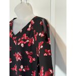 Roz & Ali  Women's XL Black Floral Cold Shoulder Long Sleeve Blouse Top X-Large Photo 1