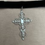 Black Velvet Rhinestone Cross Pendant Choker Photo 3
