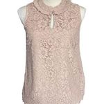 J.Crew  Women’s Lace Ruffle Neck Top Size XS Nude Sleeveless Lined Dress-up Photo 0