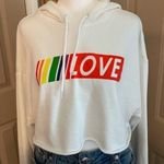 H&M Divided Rainbow Love Cropped Fleece Hoodie NWOT Photo 0