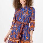 Rene Derhy Ainoa Waist Belted Three Quarter Sleeve shirt Dress Floral viscoe S Blue Photo 12