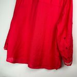 Chico's Chico’s 100% Linen Eyelet Sleeve Button Down Shirt Top Sz 18 Coral Red Photo 15