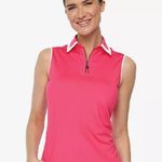 NWT Belyn Key Bk Birdie Sleeveless Polo Golf Tank Melon Pink Size Small Photo 0