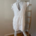 Abercrombie & Fitch  White Tiered Mini Dress Flutter Sleeves Tie Back Dress Lg Photo 7