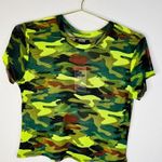 Just Polly Green Camouflage Short Sleeve Mesh Shirt Size XL Photo 1