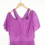 Anthropologie NWT  Deep V-Neck Vibrant Mini Dress Size 14 Purple Satin Flowy Photo 11