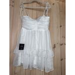 Lulus NWT  Angelic Approach White Chiffon Ruffled Tie-Strap Mini Dress Party Sz L Photo 4