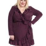 Amanda Uprichard gb x  Malia Purple Ruffle Mini Faux Wrap Long Sleeve Dress Photo 0