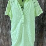 J.CREW Dress Size 0 LIGHT NEON GREEN EYELET SHORT SLEEVE MINI SHIRT DRESS Photo 0