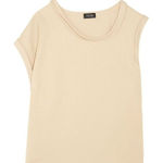 Atlein Shirt Women 4 Tan Beige Knit Sleeveless Asymmetric Neckline Tee Photo 0