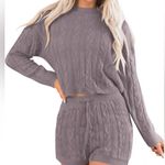 Cropped knitted sweater/shorts set Purple Photo 0